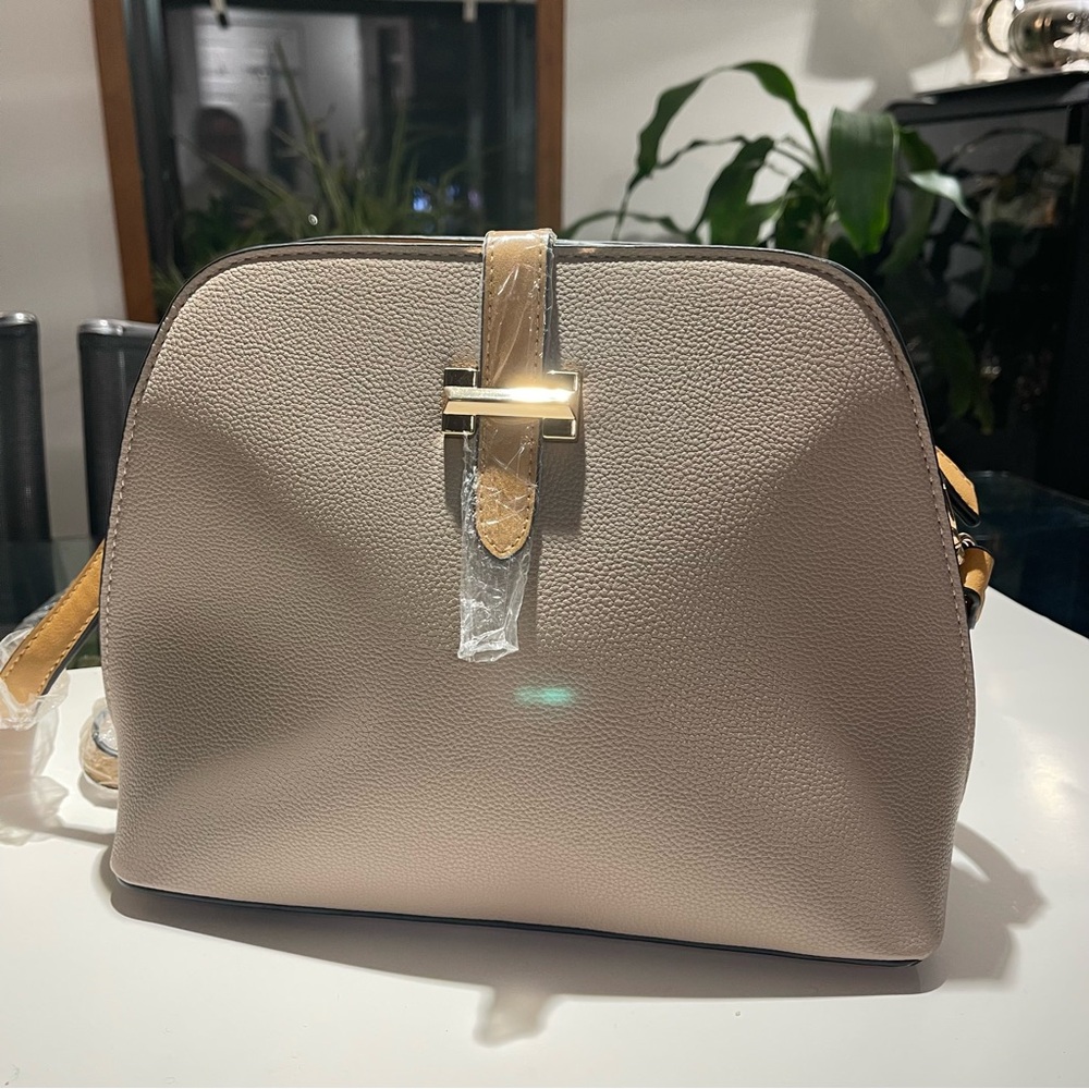 Cream Crossbody Bag with Gold Hardware